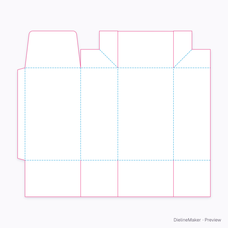 Square-flap seal base / sieve-proof winged top (reverse) flat dieline