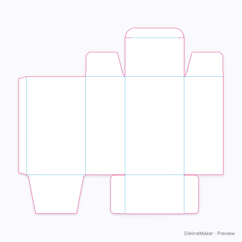 Side tuck base / tuck top flat dieline