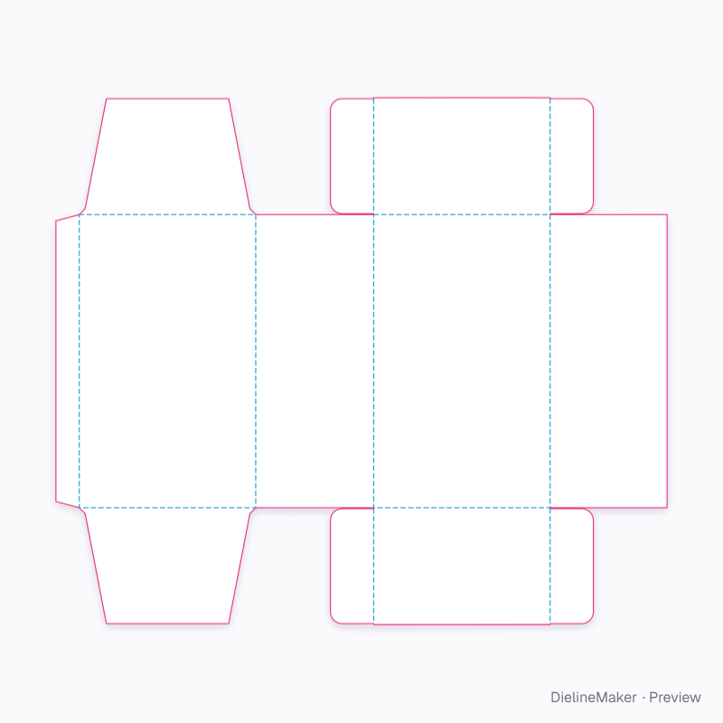 Side tuck base / side tuck top flat dieline