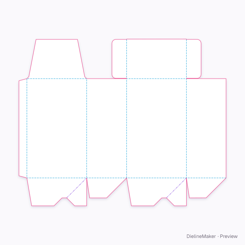 Crash lock base / side tuck top (reverse) flat dieline
