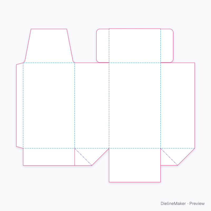 Full crash lock base / side tuck top (reverse) flat dieline