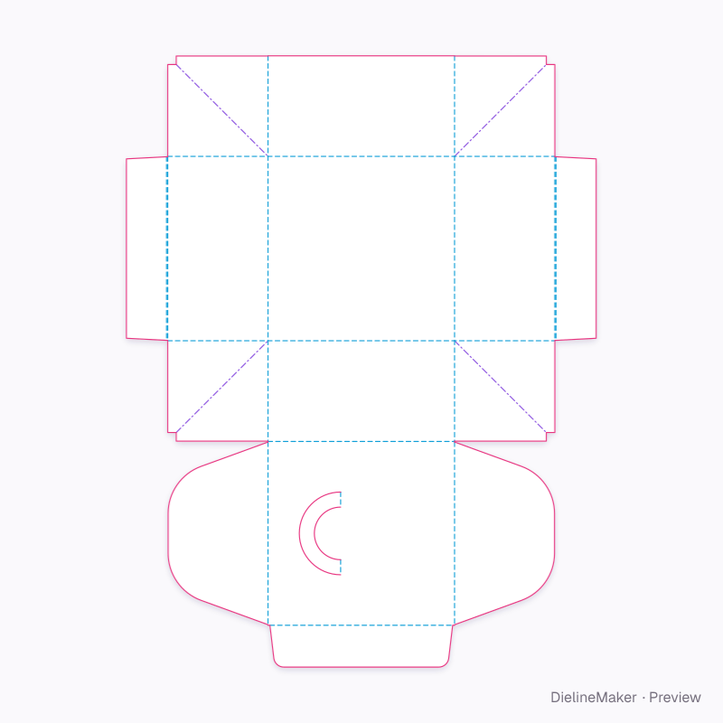 Cake box with lid loop handle flat dieline