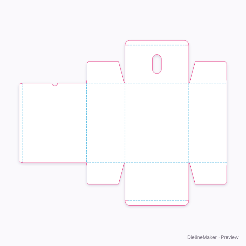 Tuck carton with lid hand hole flat dieline
