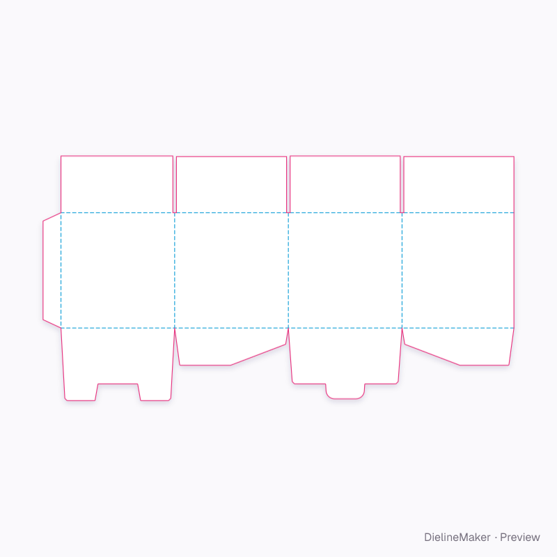 200 mm cube parcel carton — Lock-bottom shipping box flat dieline