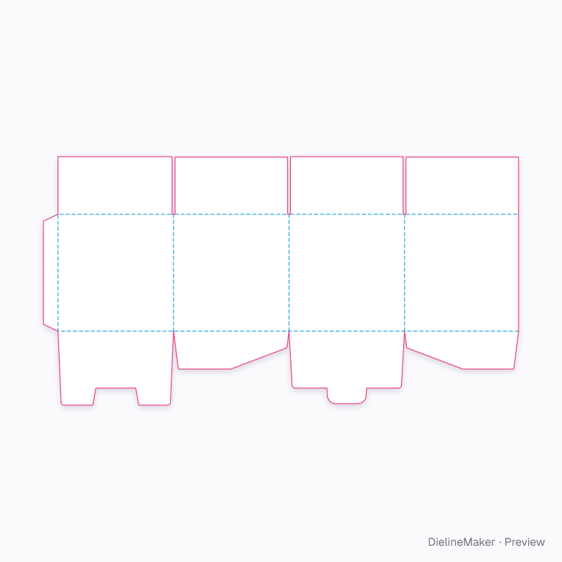 250 mm cube parcel carton — Lock-bottom shipping box flat dieline