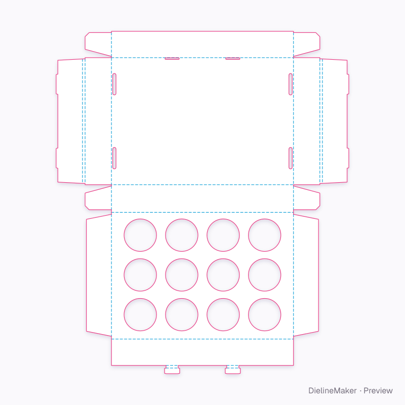 Twelve-cup catering grid flat dieline