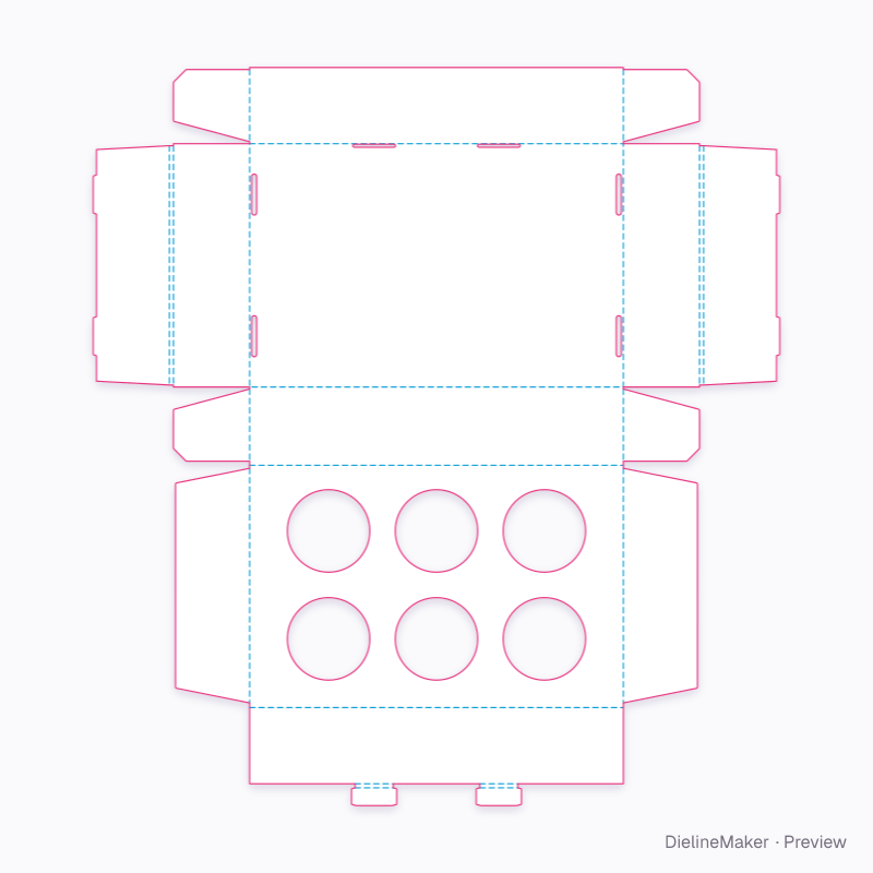 Six-jar locking tray flat dieline