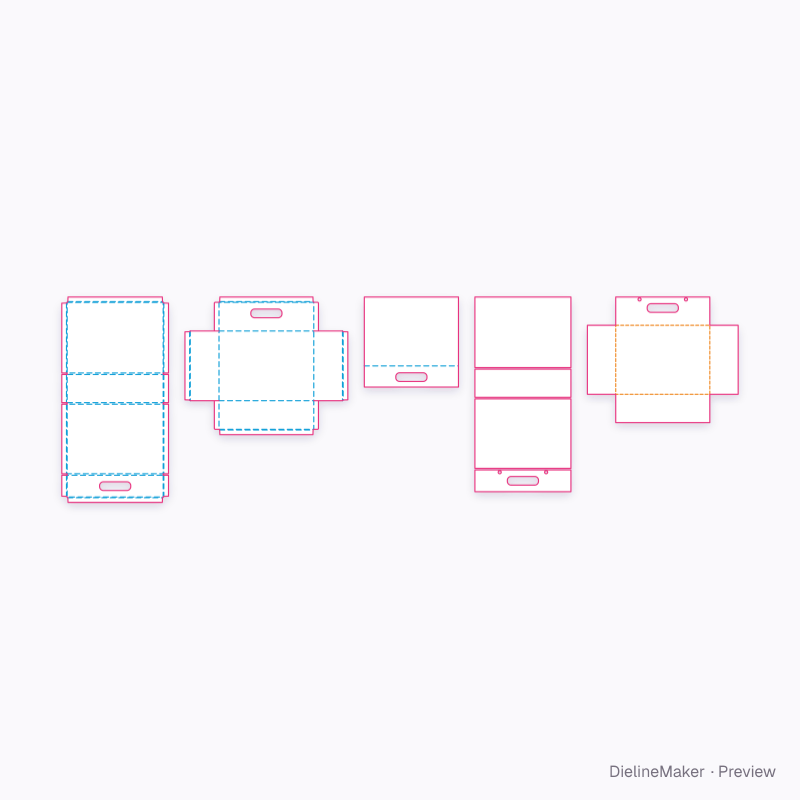 Magnetic case with hand aperture flat dieline