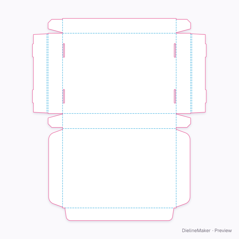 0429 — Roll-end mailer with plain tuck flat dieline