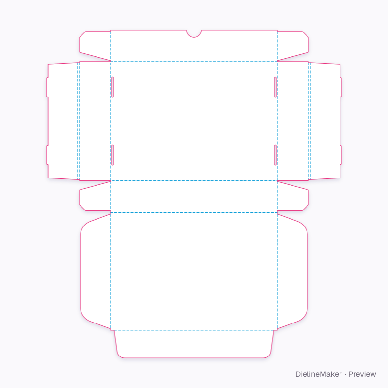 Apparel mailer S 255×190×50 flat dieline