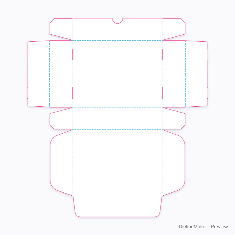 Cookie box 200 × 150 × 50 mm flat dieline