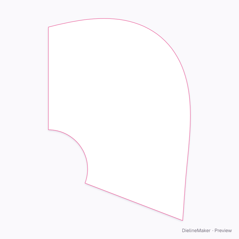 Angled cone section flat dieline