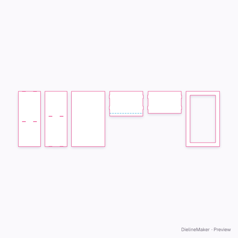 Tall framed display counter flat dieline