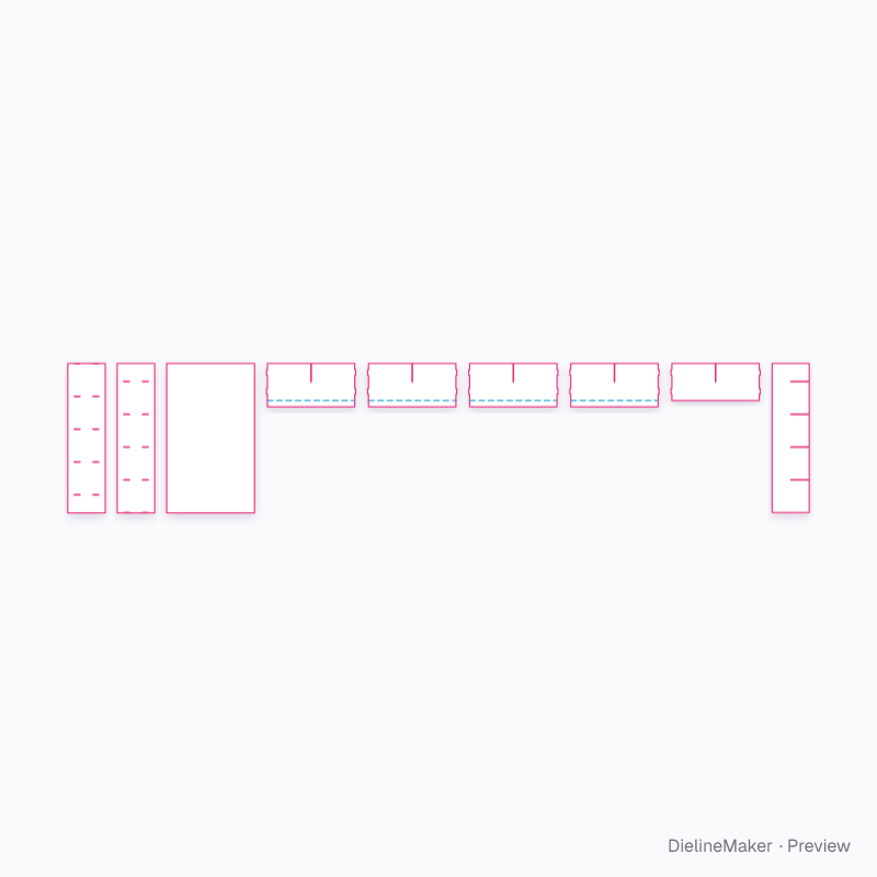 Partitioned shelf display flat dieline