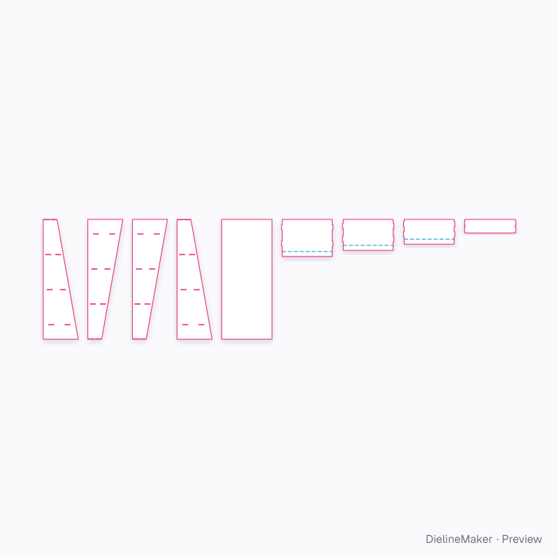 Sloping double-wall shelf display flat dieline