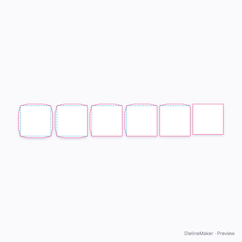 Six-sheet cube flat dieline