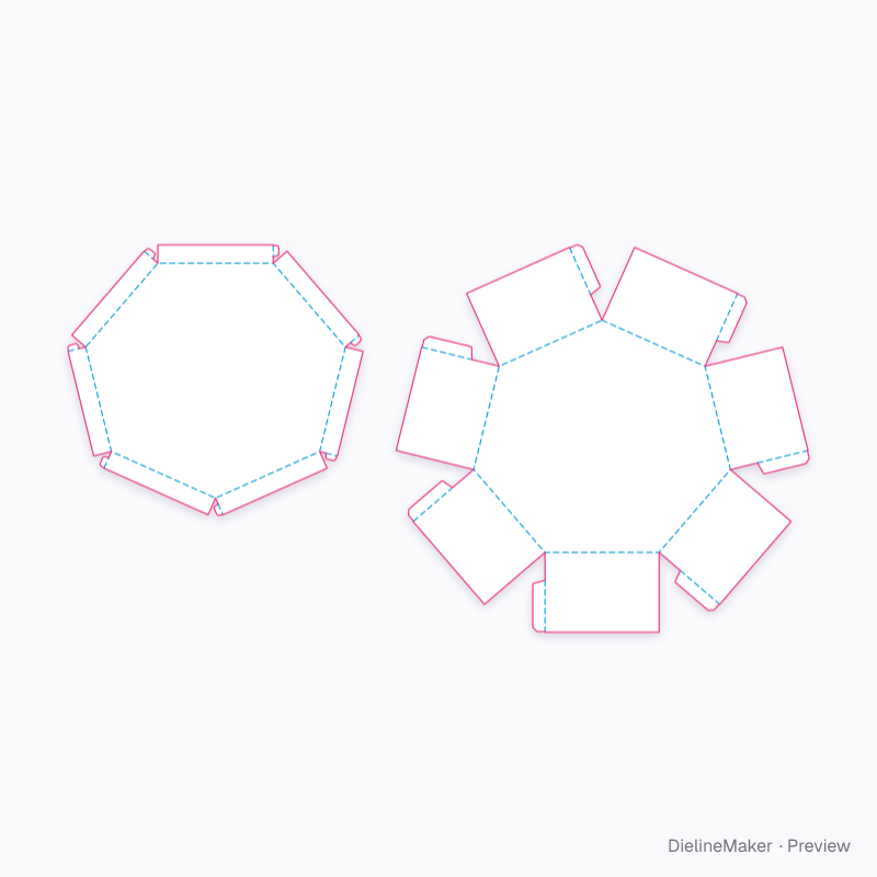 Shaped bath gift box — Polygon tray & lid flat dieline