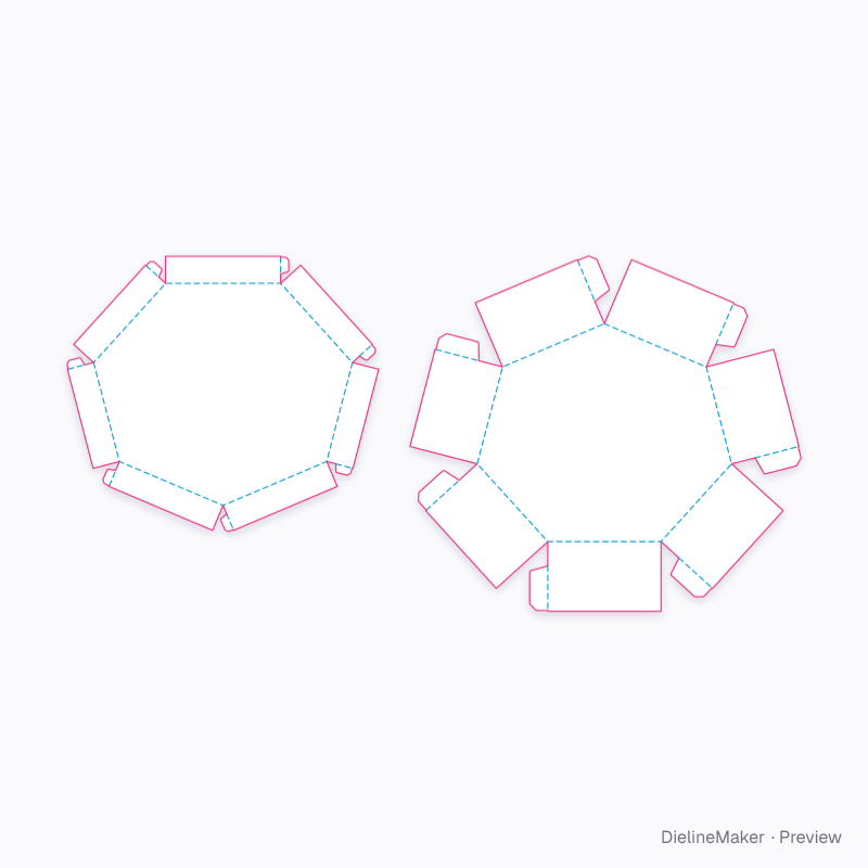 Shaped jewellery set box — Polygon tray & lid flat dieline