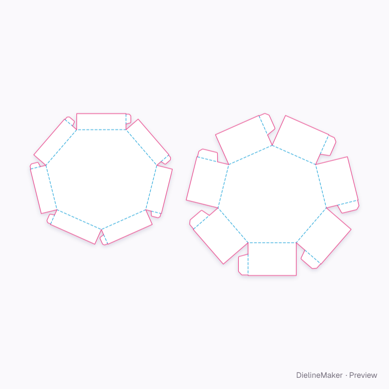 Small shaped favour box — Polygon tray & lid flat dieline
