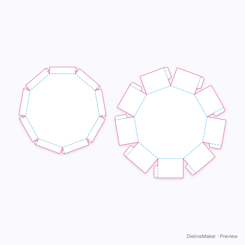 Nine-sided celebration box flat dieline