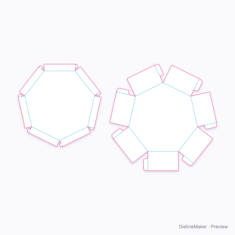 Seven-sided gift tray flat dieline