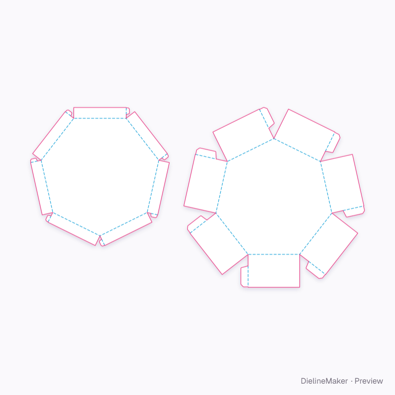 Polygon tray & lid flat dieline
