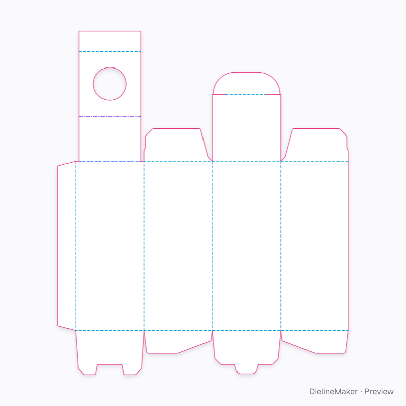 Beard oil neck-lock carton — Bottle neck-lock carton flat dieline