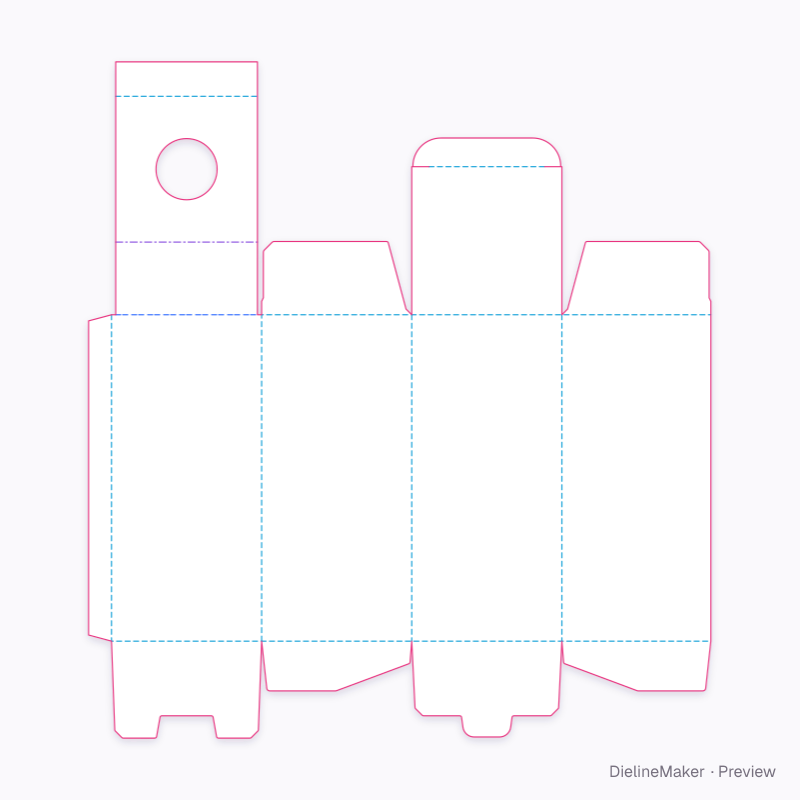 Diffuser neck-lock carton — Bottle neck-lock carton flat dieline