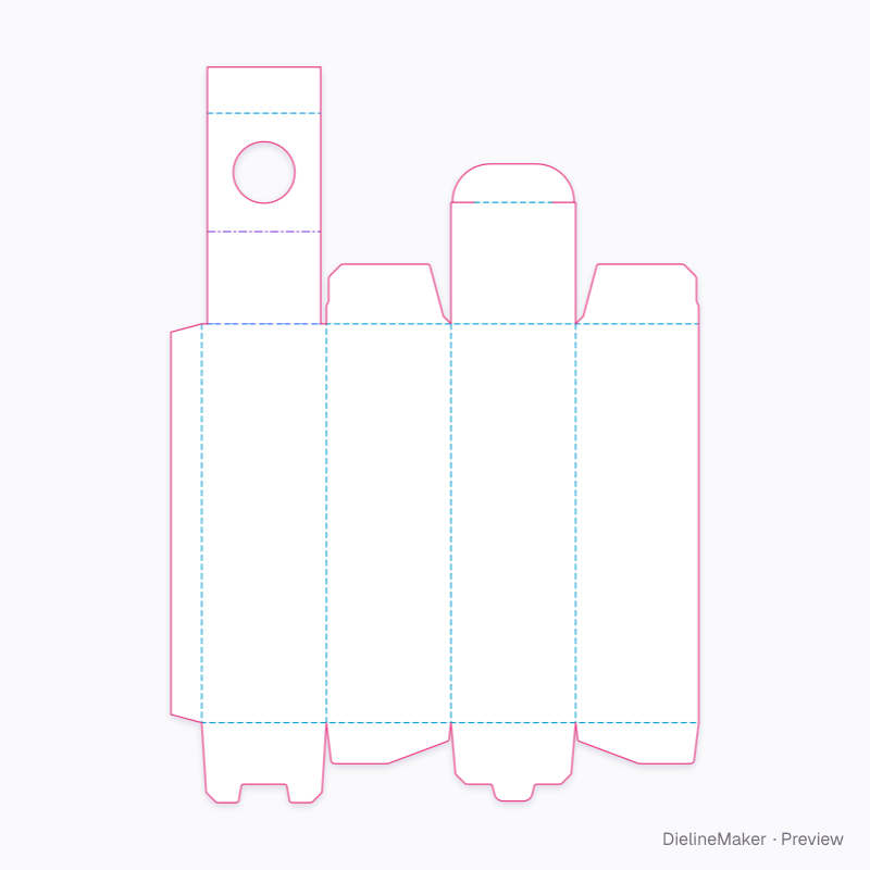 Tall dropper neck-lock carton — Bottle neck-lock carton flat dieline