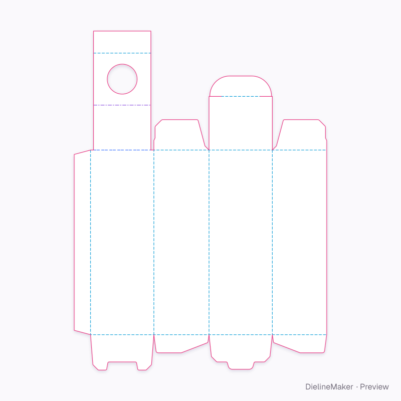 Face oil neck-lock carton — Bottle neck-lock carton flat dieline