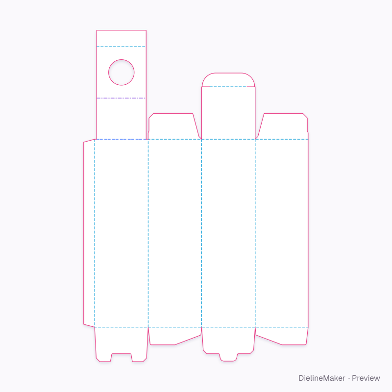 Hot sauce neck-lock carton — Bottle neck-lock carton flat dieline