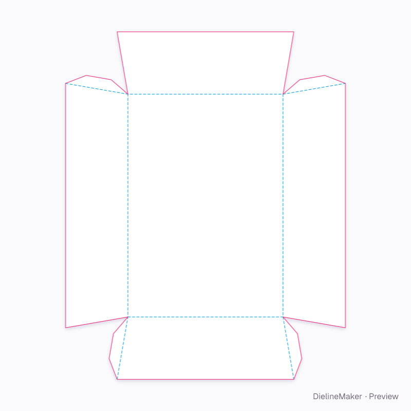 Nestable tapered tray flat dieline