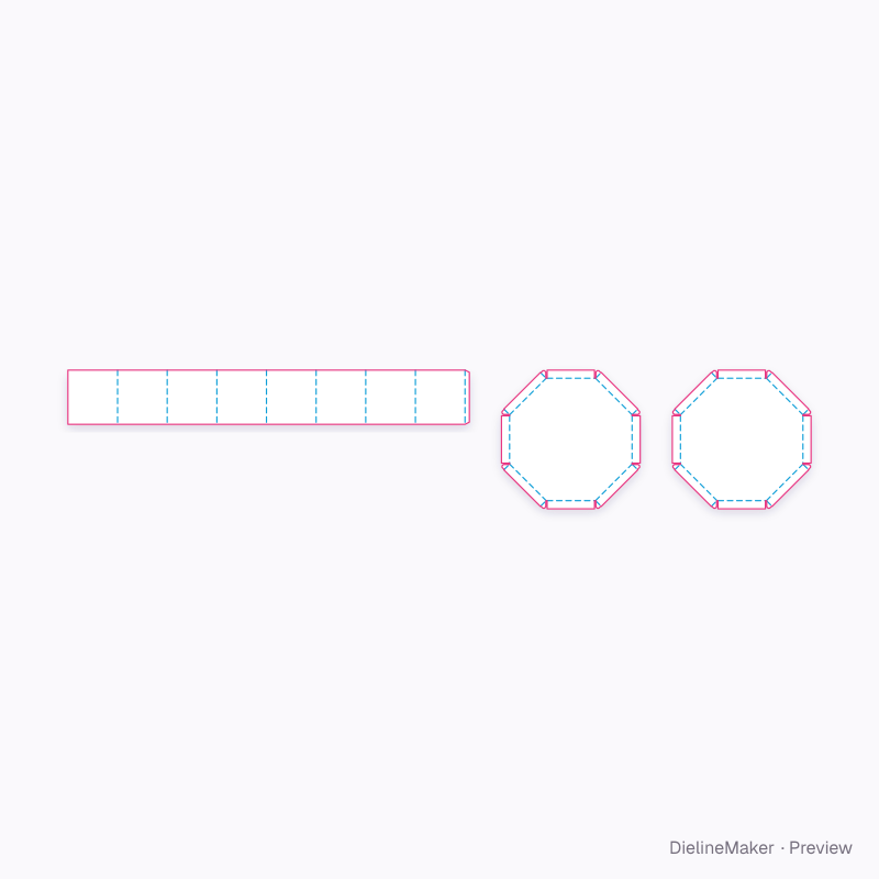 Half-height octabin 1100×1100×500 flat dieline