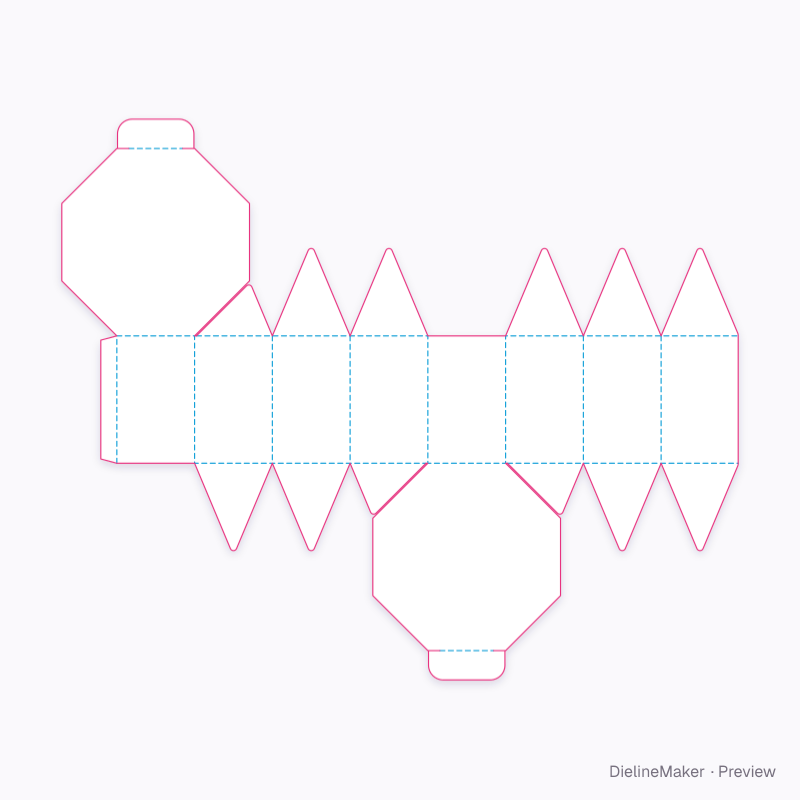 Bath gift polygon carton — Octagon box flat dieline