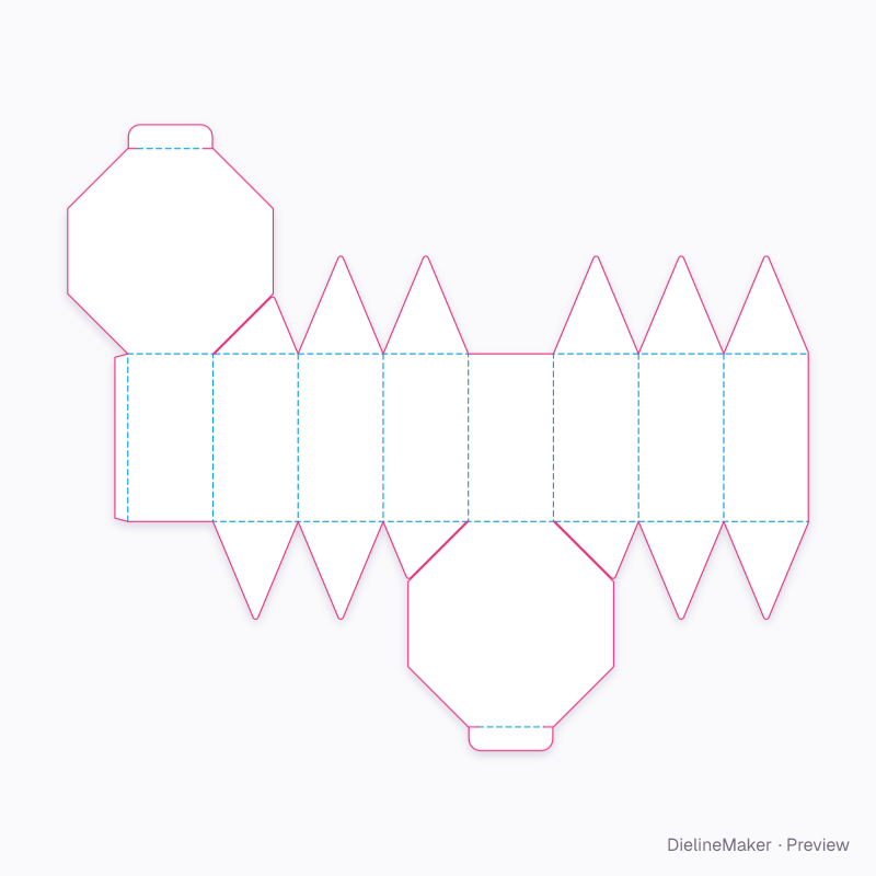 Polygon mini hamper — Octagon box flat dieline