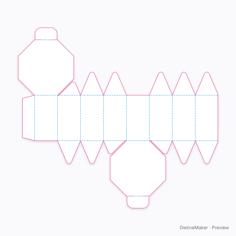 Mini polygon favour carton — Octagon box flat dieline