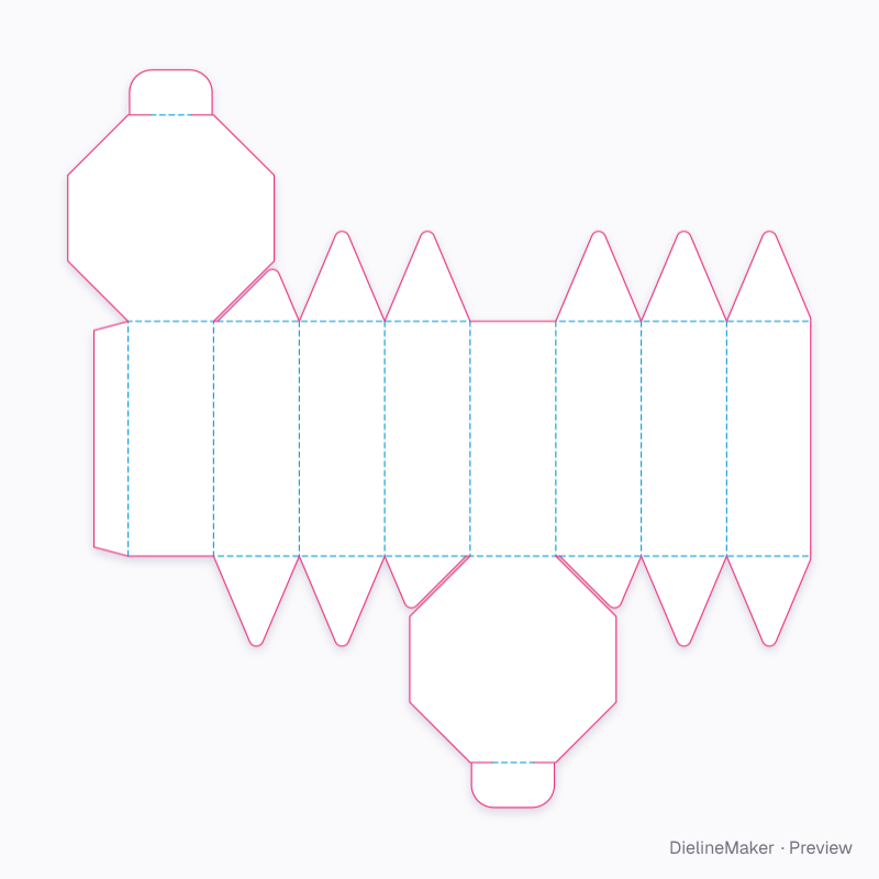 Votive polygon carton — Octagon box flat dieline