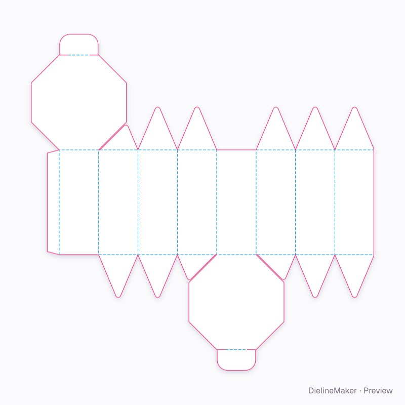 Octagon candle box flat dieline