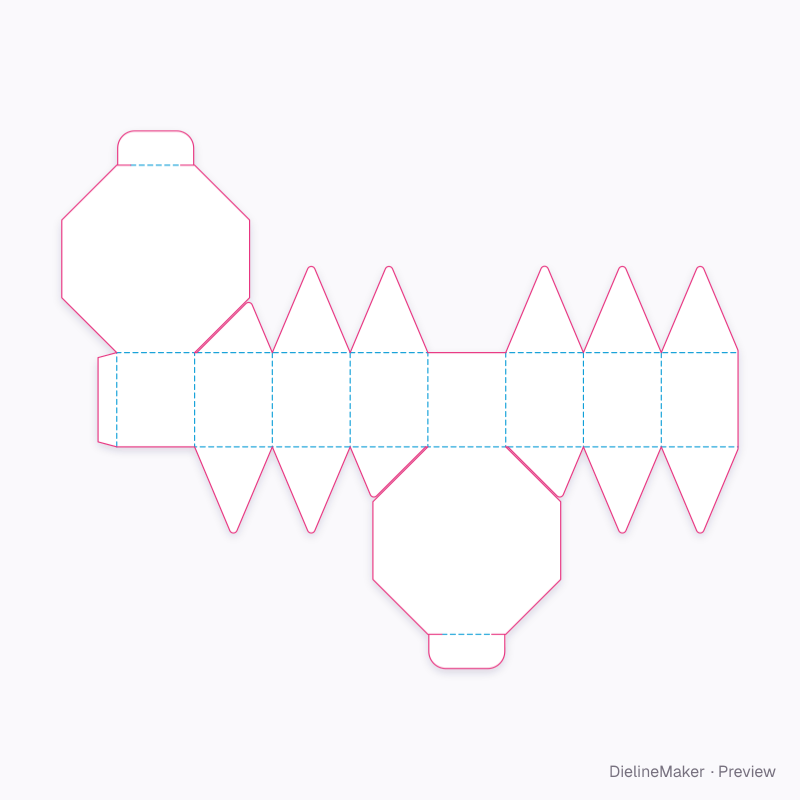 Octagon gift box flat dieline