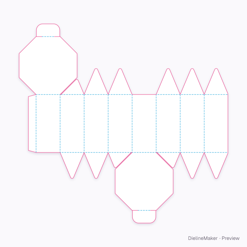 Octagon box flat dieline