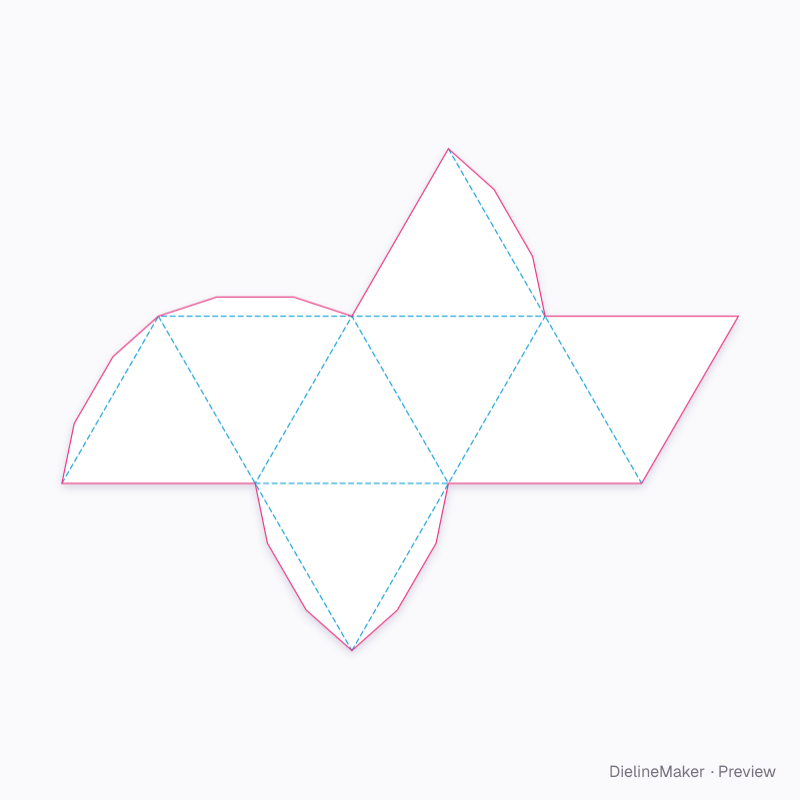 Octahedron paper net flat dieline