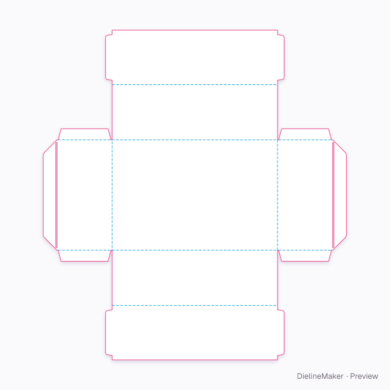 Tray with opposed covers in slotted ends flat dieline