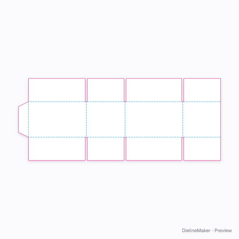 Compact parcel carton — Overlap slotted box flat dieline