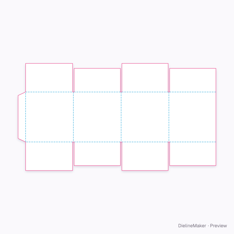200 mm cube parcel carton — Overlap slotted box flat dieline