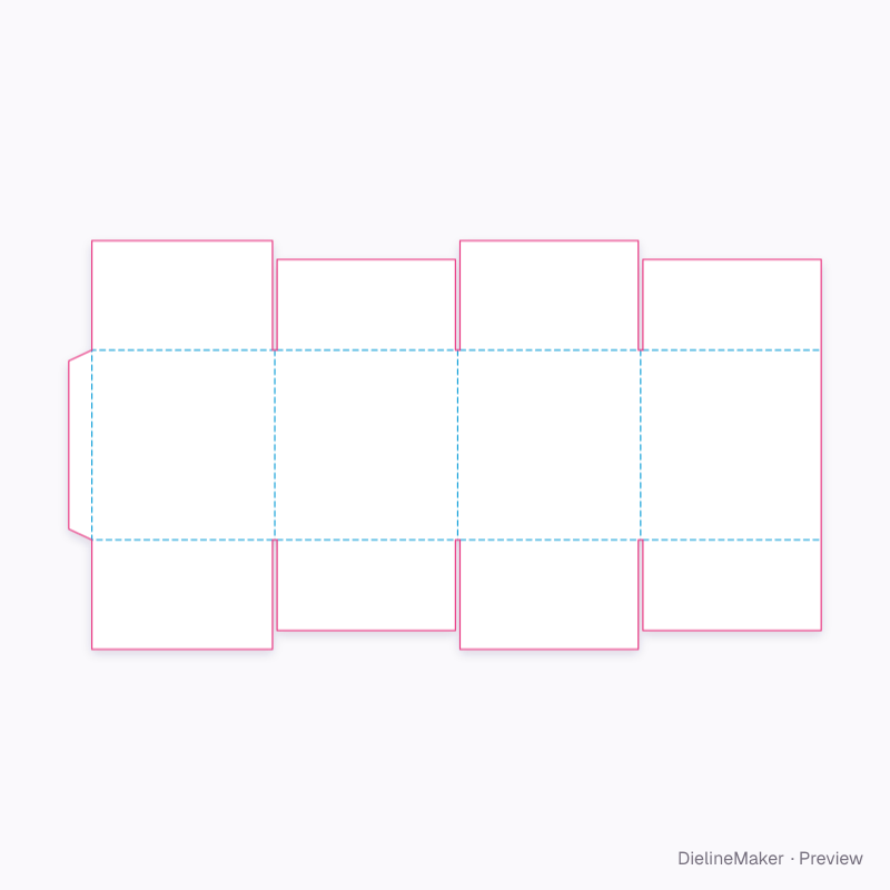 250 mm cube parcel carton — Overlap slotted box flat dieline