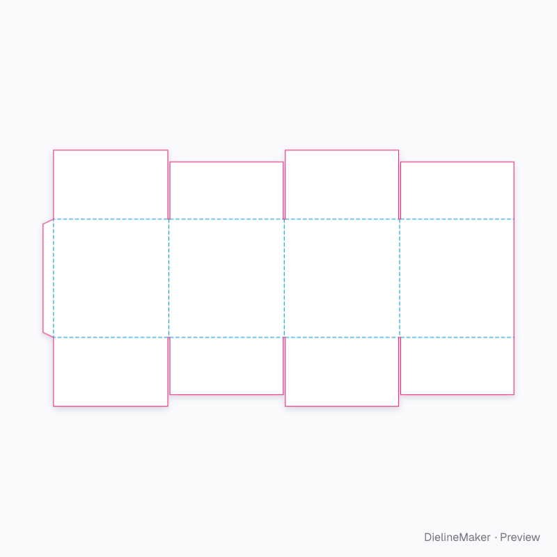 350 mm cube parcel carton — Overlap slotted box flat dieline