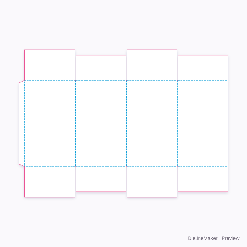 Tall overlap carton 300×300×500 flat dieline