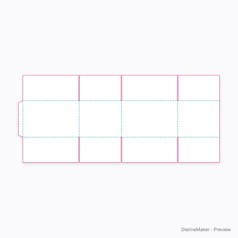Overlap slotted box flat dieline