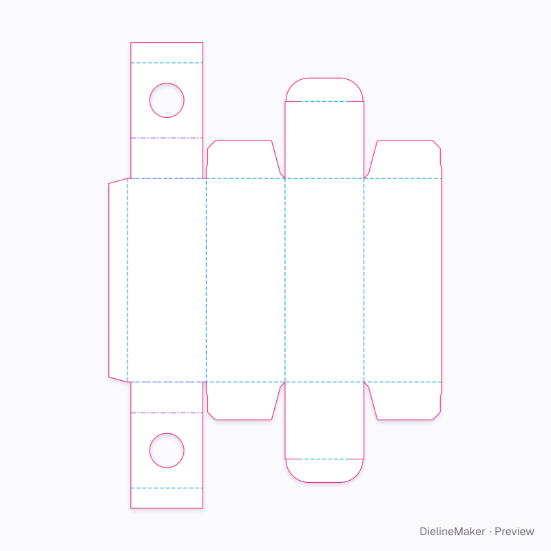 Tuck carton with paired retention shelves flat dieline