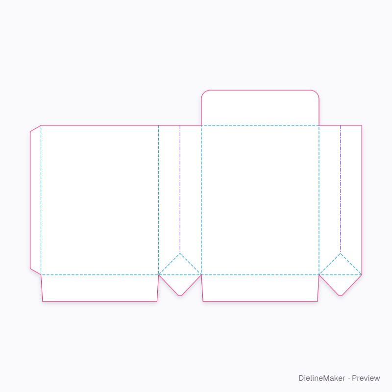Rounded raised-header bag flat dieline
